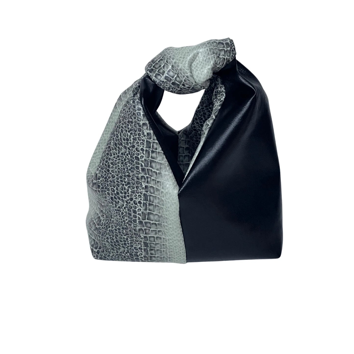BEAU BAG VEGAN | BLACK + SILVERY MINT ALLIGATOR