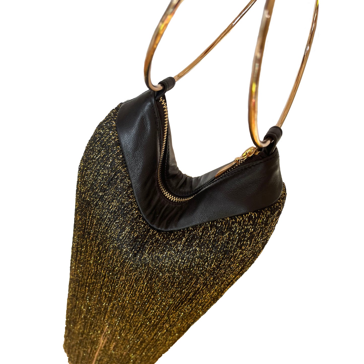 WINONA BAG LONG - BLACK & GOLD METALLIC